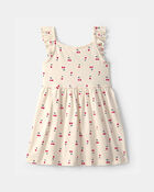 Toddler Girl Cherry Sleeveless Dress - Cream, image 1 of 4 slides