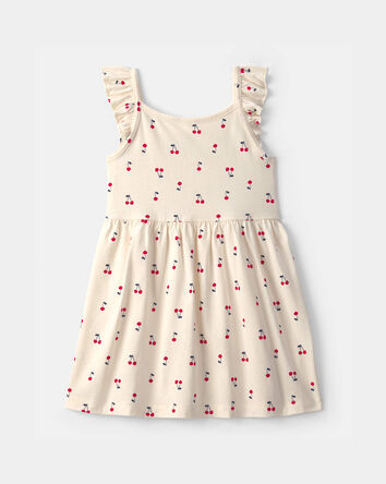 Toddler Girl Cherry Sleeveless Dress - Cream, 