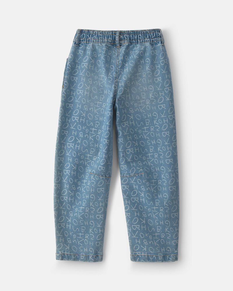 Girls Alphabet Denim Barrel Jeans - Medium Wash, image 2 of 4 slides