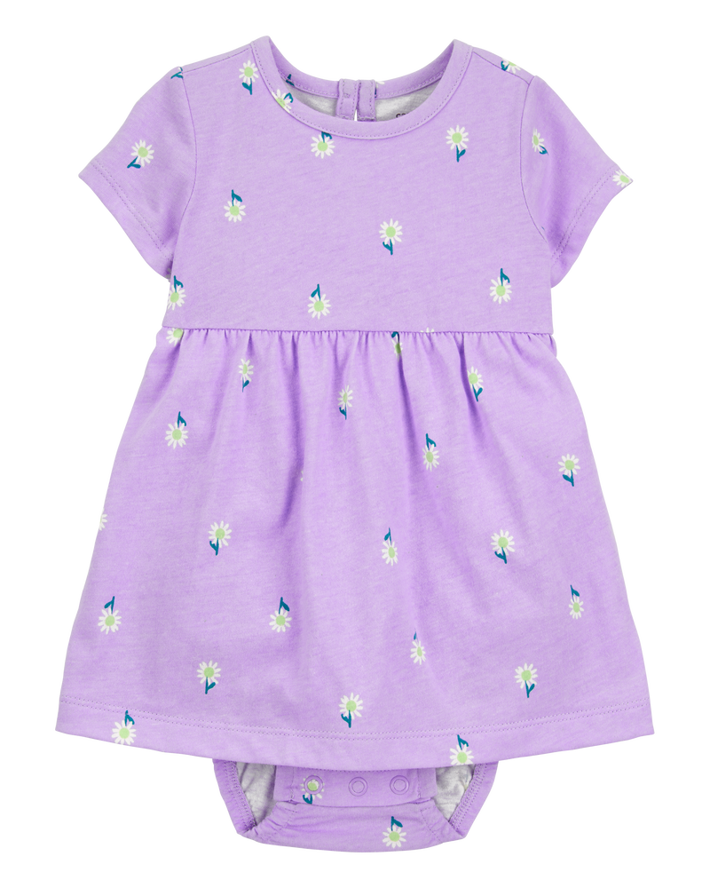 Baby Floral Bodysuit Dress - Purple, image 1 of 3 slides