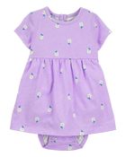 Baby Floral Bodysuit Dress - Purple, image 1 of 3 slides