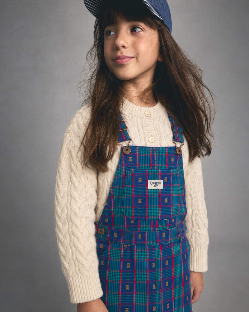 Girls Bear Plaid Skirtall - Navy Blue, image 2 of 5 slides
