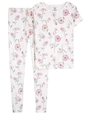 Pyjama 2 pièces en coton ajusté à motif fleuri, 