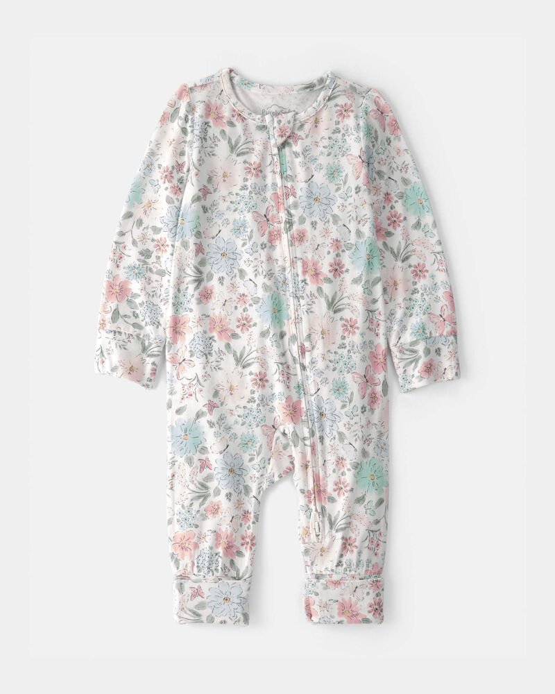 Baby Girl Butterfly Garden 2-Way Zip PurelySoft Sleeper, image 1 of 8 slides