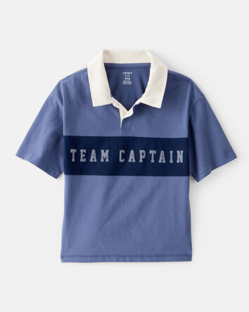 Boys Cotton Short-Sleeve Uniform Polo Shirt - Blue, 