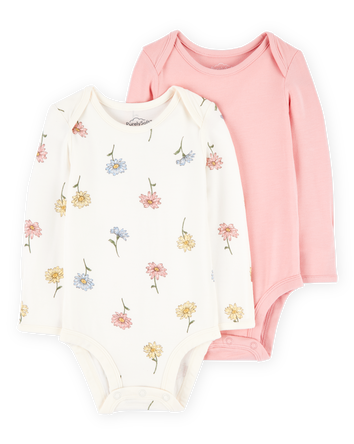 Baby Girl 2-Pack Long-Sleeve Bodysuits, 