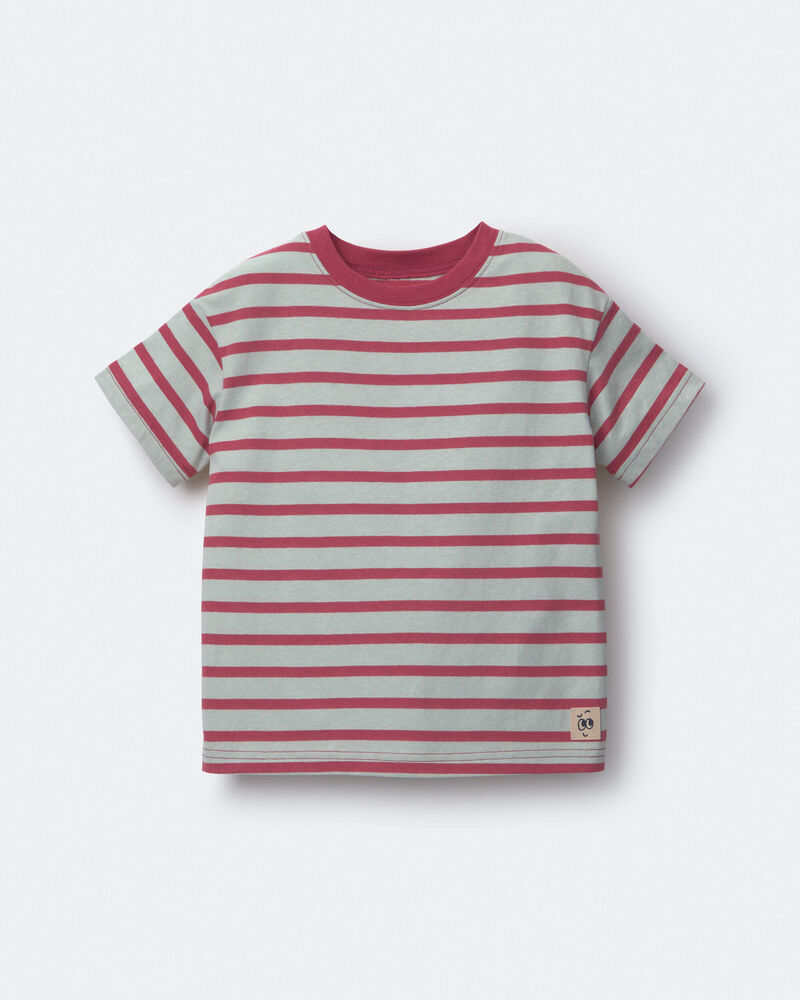 Toddler Boy Relaxed Tee in Stripes - Red/Blue, image 1 of 2 slides