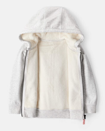 Toddler Girl Long-Sleeve Hooded Zip-Up Jacket - Grey, 