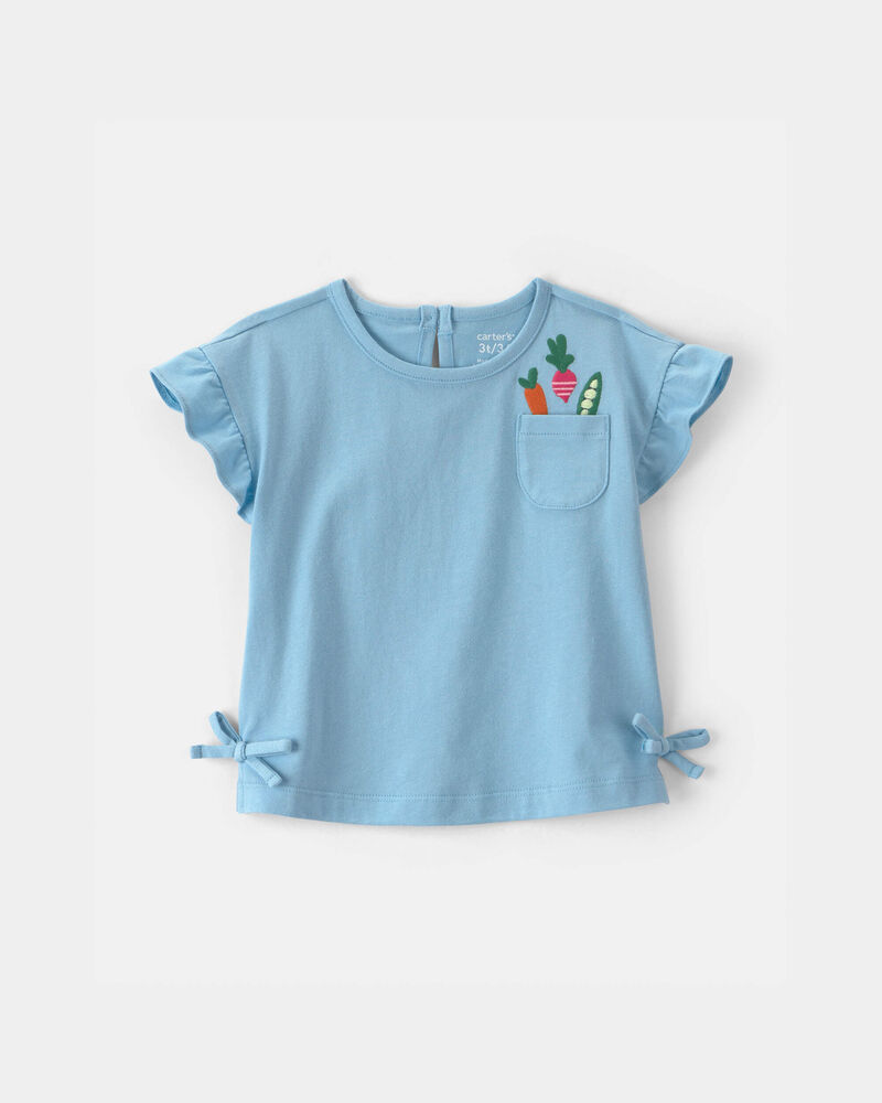 Tout-petit fille - Haut manches courtes &agrave; motif de l&eacute;gumes - Bleu, image 1 sur 2 diapositives