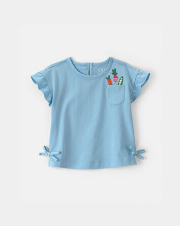 Tout-petit fille - Haut manches courtes &agrave; motif de l&eacute;gumes - Bleu, 