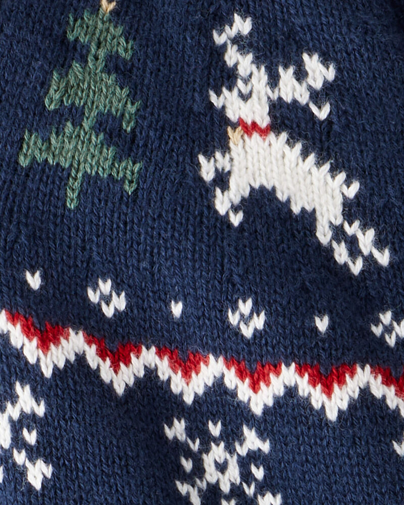 Baby Organic Cotton Fair Isle Sweater Knit Jumpsuit, image 3 of 4 slides