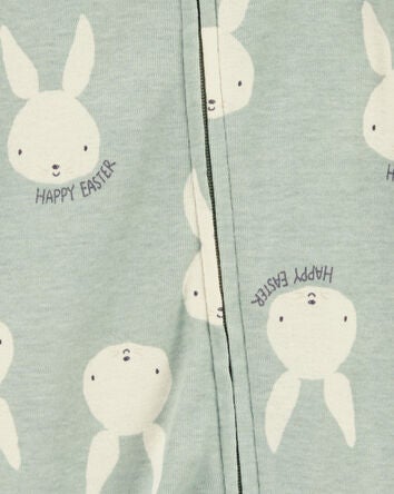 Baby Bunny Cotton Sleep & Play Pyjamas - Green, 