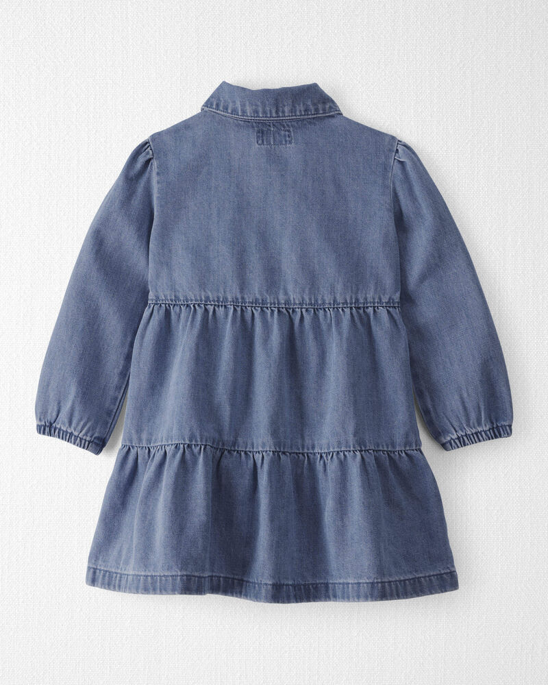 Toddler Girl Organic Cotton Denim Dress, image 2 of 5 slides