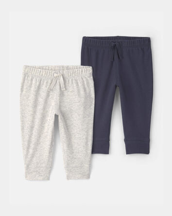 B&eacute;b&eacute; - Emballage 2 pantalons &agrave; enfiler - Bleu marine/Gris, 