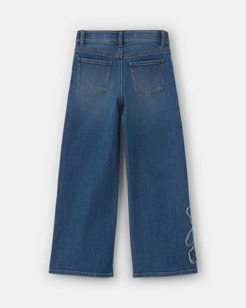 Filles - Jean jambe large en denim &agrave; motif ourson &ndash; D&eacute;lav&eacute; moyen, 