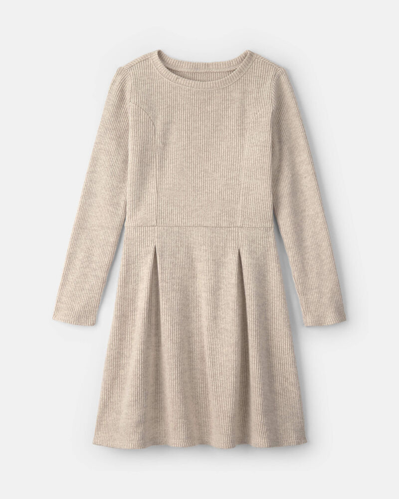 Filles - Robe manches longues en tissu c&ocirc;tel&eacute; &ndash; Cr&egrave;me, image 1 sur 3 diapositives