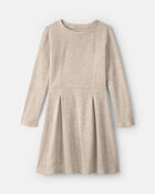Filles - Robe manches longues en tissu c&ocirc;tel&eacute; &ndash; Cr&egrave;me, image 1 sur 3 diapositives