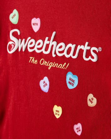 Girls Candy Heart Long-Sleeve Rib Top - Red, 