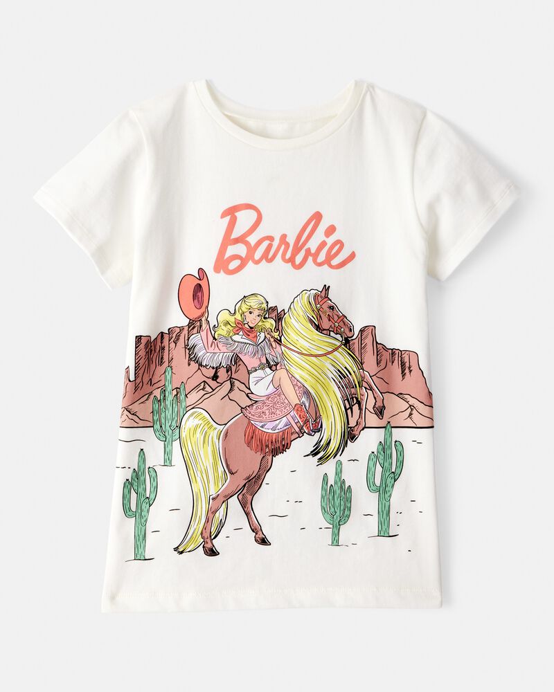 Girls Mattel Barbie Western Cowgirl Short-Sleeve Graphic Tee - White, image 1 of 2 slides