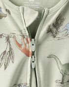 Baby Boy Dinosaur Print PurelySoft Long-Sleeve Sleeper - Green, image 5 of 8 slides