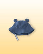 B&eacute;b&eacute; - Chapeau seau en chambray Winnie l&rsquo;Ourson de Disney&reg; avec oreilles d&rsquo;ours - Indigo, image 2 sur 4 diapositives