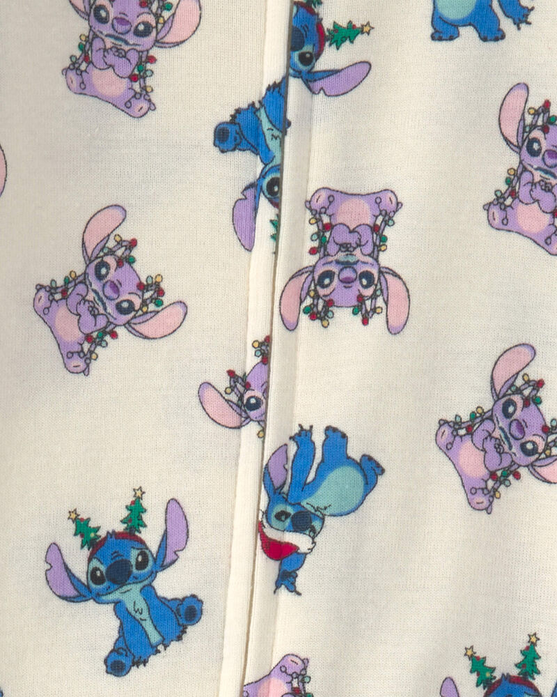 B&eacute;b&eacute; - Pyjama ajust&eacute; 1-pi&egrave;ce en 100&nbsp;% coton &agrave; fermeture &agrave; glissi&egrave;re double sens et pieds &agrave; motif Stitch de No&euml;l &ndash; Ivoire, image 4 sur 4 diapositives