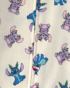 B&eacute;b&eacute; - Pyjama ajust&eacute; 1-pi&egrave;ce en 100&nbsp;% coton &agrave; fermeture &agrave; glissi&egrave;re double sens et pieds &agrave; motif Stitch de No&euml;l &ndash; Ivoire, image 4 sur 4 diapositives
