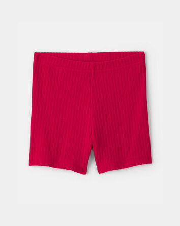 Baby Girl Rib Bike Shorts - Red, 