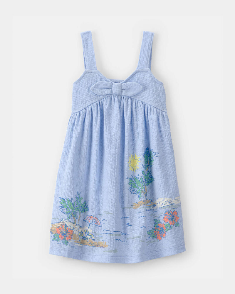 Tout-petit fille - Robe sans manches &agrave; paysage de plage - Bleu, image 1 sur 3 diapositives