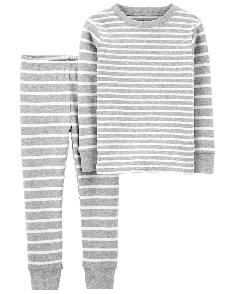 Pyjama 2 pièces en coton ajusté rayé, image 1 sur 2 diapositives