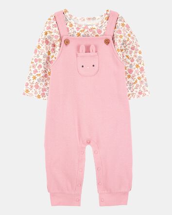 B&eacute;b&eacute; fille - Ensemble 2 pi&egrave;ces t-shirt fleuri &agrave; manches longues et salopette , 