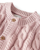 Toddler Girl Organic Cotton Cable Knit Cardigan, image 2 of 4 slides