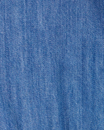 Enfant en bas âge Barboteuse boutonnée en denim emblématique - Bleu, 