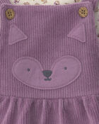 Baby Girl 2-Piece Fox Velvety Long-Sleeve Dress Set - Purple/Cream, image 4 of 6 slides