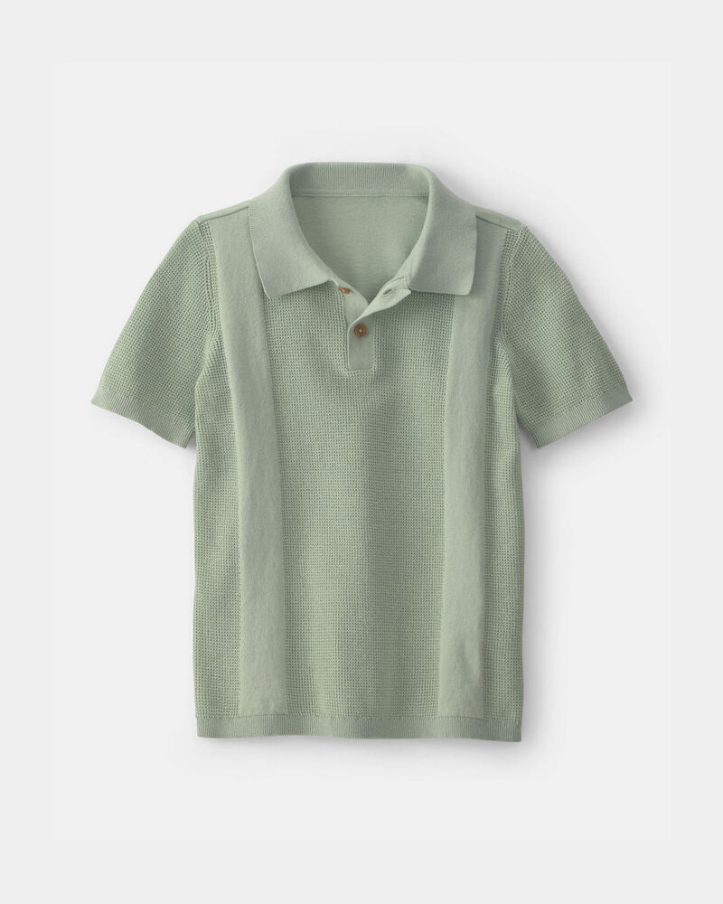 Boys Sweater-Knit Polo Shirt - Green, image 1 of 3 slides