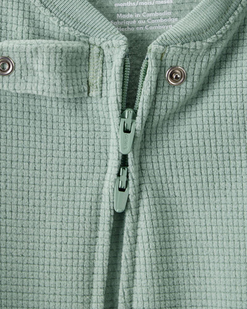 Baby Boy Loose Fit Long-Sleeve 2-Way Zip 1-Piece Pyjamas - Green, image 2 of 4 slides