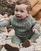 Baby 2-Piece Organic Cotton Cable Knit Top & Pant Set, image 2 of 5 slides