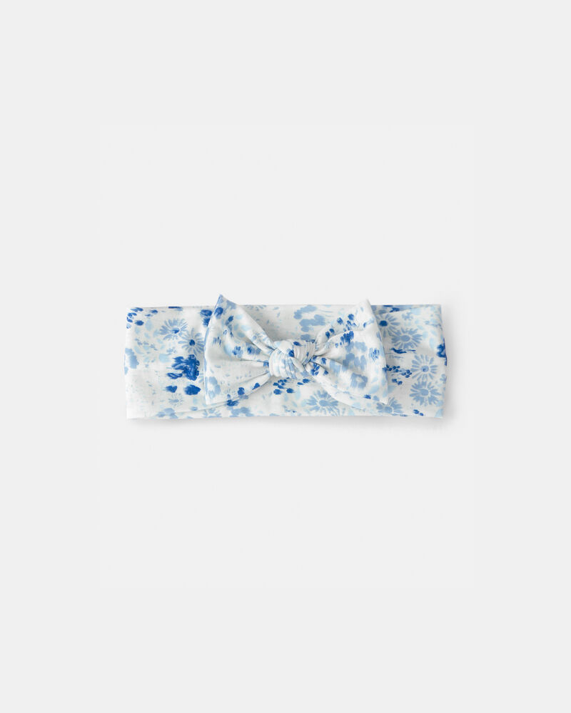 Baby Girl Disney&copy; Winnie the Pooh Floral Headwrap - Blue/White, image 1 of 1 slides