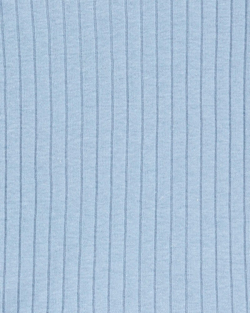Toddler Solid Ribbed Cotton Blend 2-Piece Pyjamas - Blue, image 2 of 3 slides