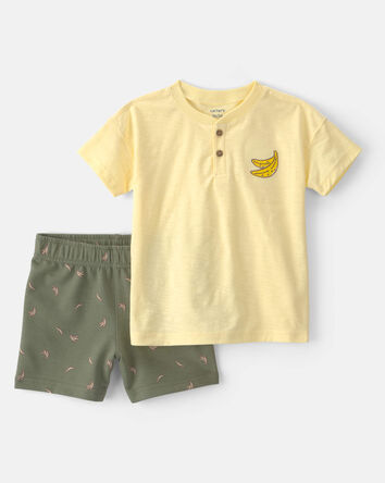 Toddler Boy 2-Piece Banana Top & Short Set - Yellow/Green, 