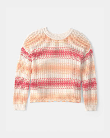 Filles - Chandail &agrave; rayures - Corail, 