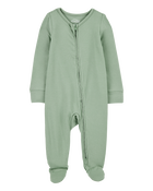 Bébé - Grenouillère PurelySoft à fermeture à glissière à 2 sens de couleur unie - Vert, image 1 sur 5 diapositives