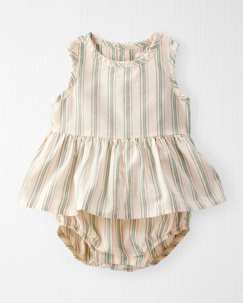Baby Linen Striped Sunsuit Made with Organic Cotton, image 1 of 5 slides