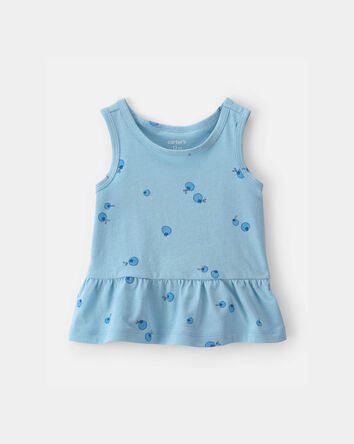 Baby Girl Blueberry Peplum Tank Top - Blue, 