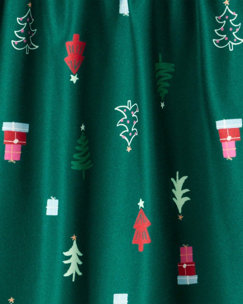 Girls 2-Piece Green Trees Long-Sleeve Loose Fit Night Gown & Matching Doll Gown - Green, image 2 of 3 slides