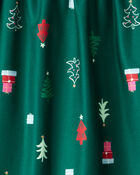 Girls 2-Piece Green Trees Long-Sleeve Loose Fit Night Gown & Matching Doll Gown - Green, image 2 of 3 slides
