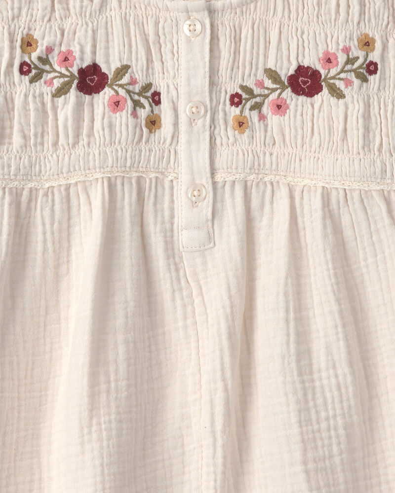 Girls Organic Cotton Embroidered Gauze Top, image 3 of 3 slides