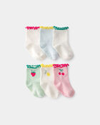 Baby Girl 6-Pack Fruit Crew Socks, image 1 of 2 slides