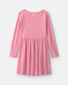 Girls Rib Long-Sleeve Dress - Pink, image 1 of 4 slides