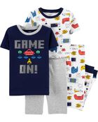 Pyjama 4 pièces en coton ajusté à jeux vidéo, image 1 sur 3 diapositives